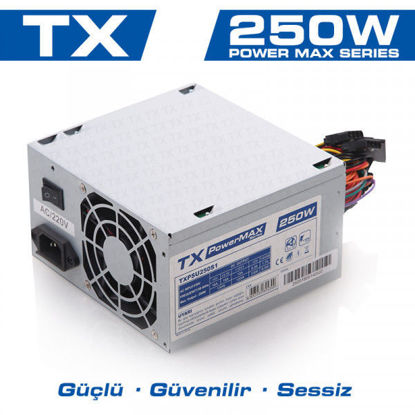 TX PowerMAX 250W 2xSATA, 2xIDE Bilgisayar Güç Kaynağı resmi
