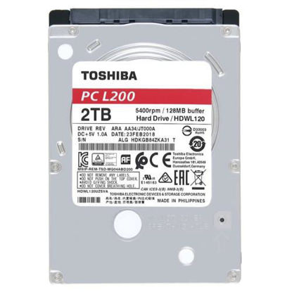 TOSHIBA 2TB L200 Sata 3.0 5400RPM 128MB 2.5 Dahili Notebook Diski HDWL120UZSVA resmi